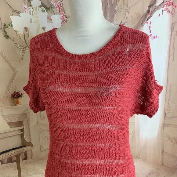 NEW Loft Burgundy Knit striped Sweater - Picture 2 of 6